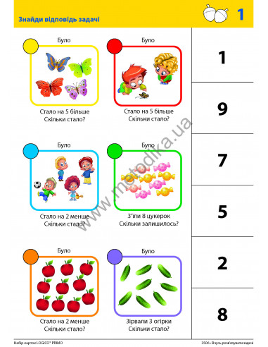 LOGICO PRIMO Вчусь розв'язувати задачі 1кл., математика НУШ - набір карток - фото 4