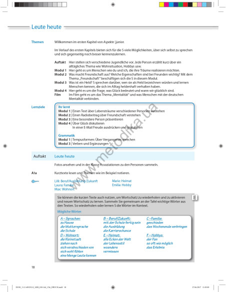 Аspekte junior. Mittelstufe Deutsch. Lehrerhandbuch B1 plus - книга вчителя - фото 19 Аspekte junior. Mittelstufe Deutsch. Lehrerhandbuch B1 plus - книга вчителя - фото 19