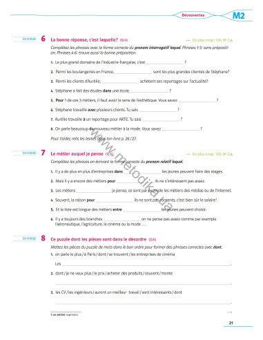 À la découverte du français 9. Робочий зошит для 9-го класу ЗНЗ (5-й рік навчання, 2-га іноземна мова) - фото 22 À la découverte du français 9. Робочий зошит для 9-го класу ЗНЗ (5-й рік навчання, 2-га іноземна мова) - фото 22